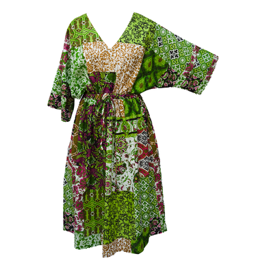 Green Patchwork Cotton Maxi Dress UK Size 18-32 M121