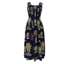 Load image into Gallery viewer, Navy Palm Tress Cotton Maxi Dress UK One Size 14-24 AR9