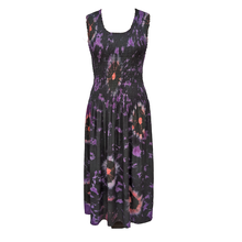 Load image into Gallery viewer, Black Purple Tie Dye Maxi Dress UK  One Size 14-24 A33