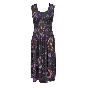 Black Purple Tie Dye Maxi Dress UK  One Size 14-24 A33