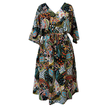 Load image into Gallery viewer, Black Paisley Cotton Maxi Dress UK Size 18-32 SSF52