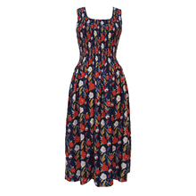 Load image into Gallery viewer, Blue Floral Vines Cotton Maxi Dress UK One Size 14-24 LD16