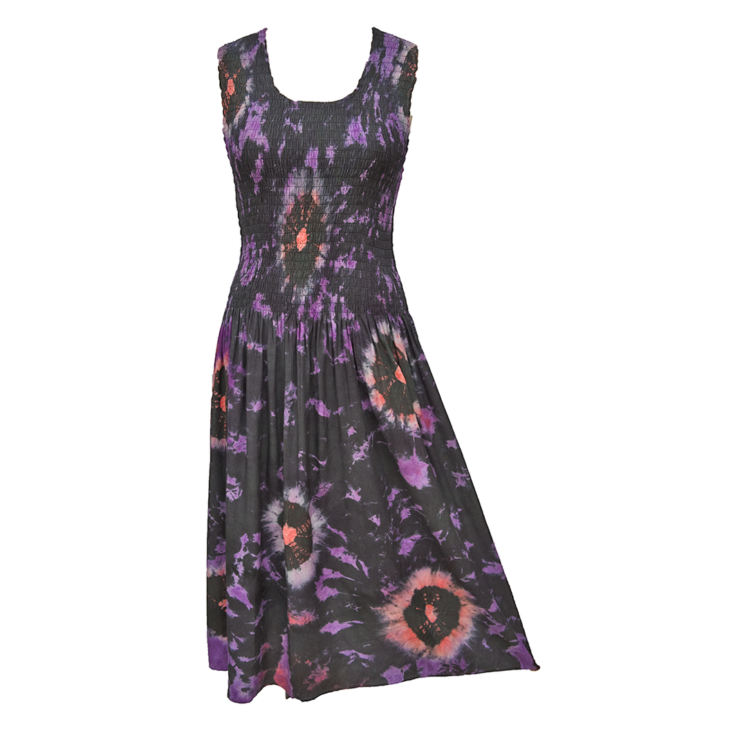 Black Purple Tie Dye Maxi Dress UK  One Size 14-24 A33