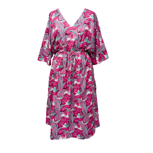 Hot Pink Feathers Cotton Maxi Dress UK Size 18-32 M147