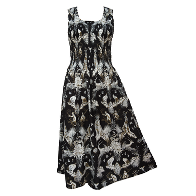 Black Wildlife Cotton Maxi Dress UK One Size 14-24 EE8