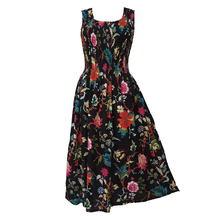 Load image into Gallery viewer, Black Floral Cotton Maxi Dress UK One Size 14-24 EE15