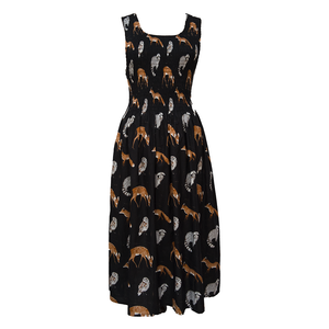 Black Wildlife Cotton Maxi Dress UK One Size 14-24 EE9