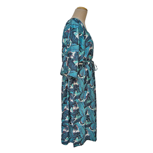 Navy Leaves Cotton Maxi Dress UK Size 18-32 M96