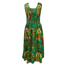 Load image into Gallery viewer, Forest Green Artistic Cotton Maxi Dress UK One Size 14-24 E101
