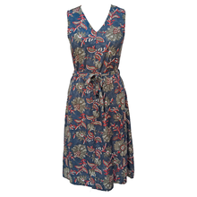 Load image into Gallery viewer, Navy Floral Belted Sleeveless Midi Dress Size 14-30 B2