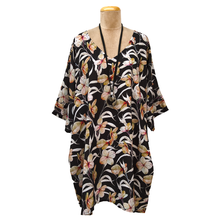 Load image into Gallery viewer, Earthy flowers Black Angel Blouse Crepe Size 22 to 32 DL8