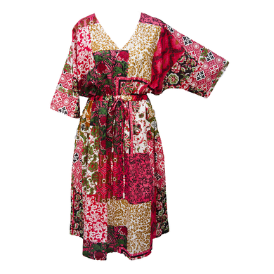 Hibiscus Patchwork Print Cotton Maxi Dress UK Size 18-32 M123