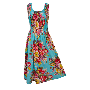 Sky Bouquet Cotton Maxi Dress UK One Size 14-24 A44