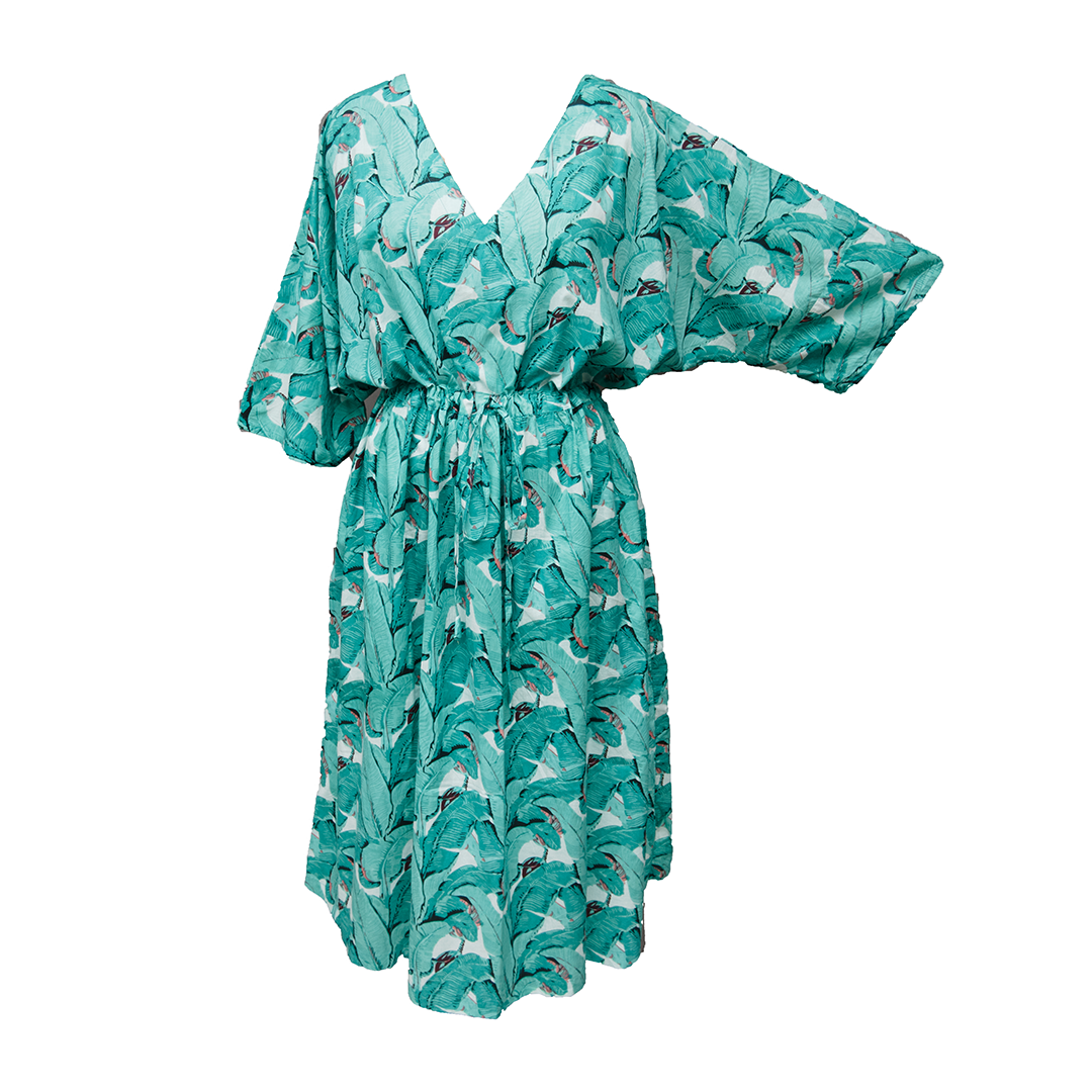 Turquoise Feathers Cotton Maxi Dress UK Size 18-32 M170  The Global  Mandala Clothing Co.