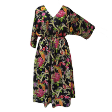 Load image into Gallery viewer, Black Parrot Cotton Maxi Dress UK Size 18-32 SSF41