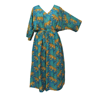 Tigers Teal Cotton Maxi Dress UK Size 18-32 SSF29