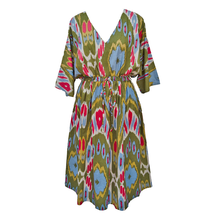 Load image into Gallery viewer, Green Ikat Cotton Maxi Dress UK Size 18-32 M98