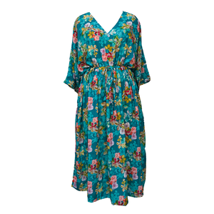Inflorescences Green Crepe Maxi Dress UK Size 18-32 SSF26