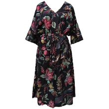 Load image into Gallery viewer, Black Floral Cotton Maxi Dress UK Size 18-32 SSF53