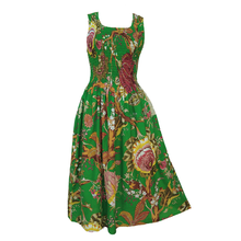 Load image into Gallery viewer, Green Floral Cotton Maxi Dress UK One Size 14-24 LD12