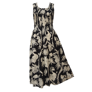 Black Peacocks Cotton Maxi Dress UK One Size 14-24 EE10