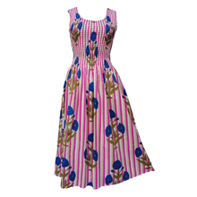 Load image into Gallery viewer, Pink Stripes and Motif Cotton Maxi Dress UK One Size 14-24 AR28