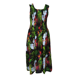 Black Tropical Crepe Maxi Dress UK One Size 14-24 EE44