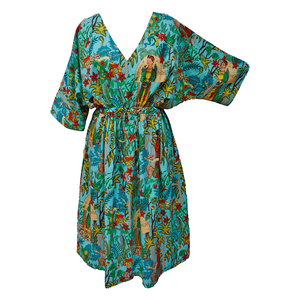 Blue Artistic Cotton Maxi Dress UK Size 18-32 M46