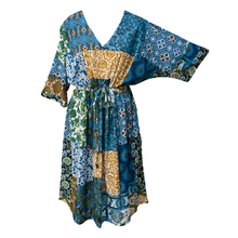 Load image into Gallery viewer, Tuft Blue  Patchwork Cotton Maxi Dress UK Size 18-32 M143