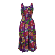 Load image into Gallery viewer, Purple Floral Cotton Maxi Dress UK One Size 14-24 LD10