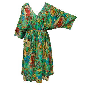 Green Multicolored Artistic Cotton Maxi Dress UK Size 18-32 M47