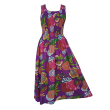 Load image into Gallery viewer, Purple Floral Cotton Maxi Dress UK One Size 14-24 LD10