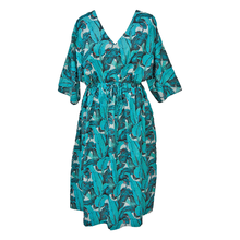 Load image into Gallery viewer, Turquoise Leaves Cotton Maxi Dress UK Size 18-32 M101