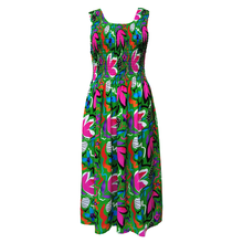 Load image into Gallery viewer, Emerald Floral Crepe Maxi Dress UK One Size 14-24 EE39