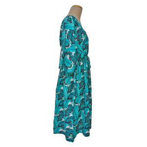 Turquoise Leaves Cotton Maxi Dress UK Size 18-32 M101