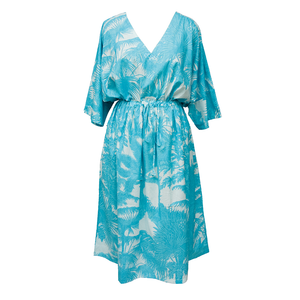 Blue Palm Cotton Maxi Dress UK Size 18-32 M154