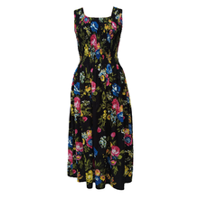 Load image into Gallery viewer, Black Floral Cotton Maxi Dress UK One Size 14-24 AR1