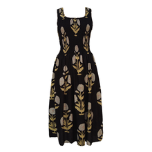 Load image into Gallery viewer, Black Dandelions Cotton Maxi Dress UK One Size 14-24 LD11