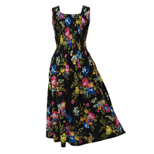 Load image into Gallery viewer, Black Floral Cotton Maxi Dress UK One Size 14-24 AR1