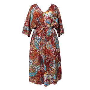 Rust Paisley Cotton Maxi Dress UK Size 18-32 SSF48