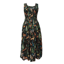 Load image into Gallery viewer, Black Wildlife Cotton Maxi Dress UK One Size 14-24 AR20