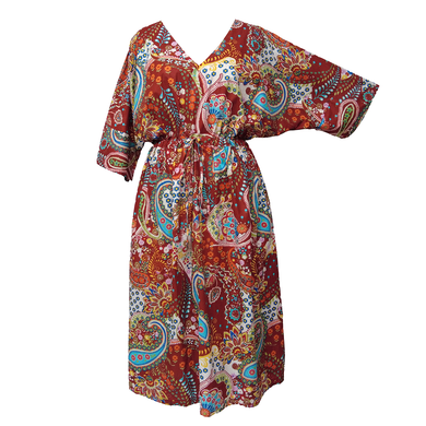 Rust Paisley Cotton Maxi Dress UK Size 18-32 SSF48