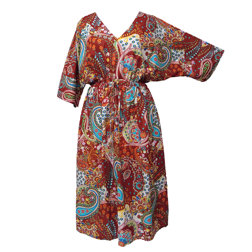 Rust Paisley Cotton Maxi Dress UK Size 18-32 SSF48