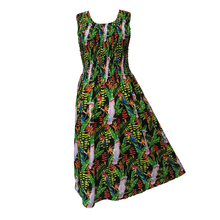 Load image into Gallery viewer, Black Tropical Parrots Crepe Maxi Dress UK One Size 14-24 EE40