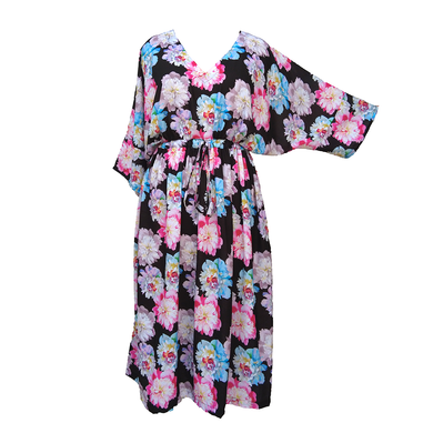 Timeless Soft Floral Black Crepe Maxi Dress UK Size 18-32 SSF22