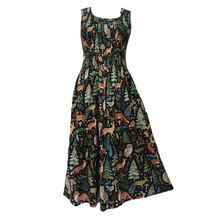 Load image into Gallery viewer, Black Wildlife Cotton Maxi Dress UK One Size 14-24 AR20