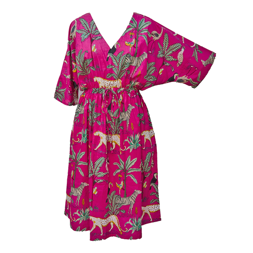 Hot Pink Wild Cotton Maxi Dress UK Size 18-32 M105