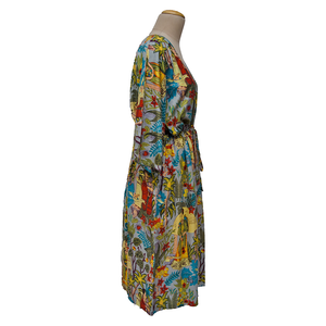 Slate Grey Multicolored Artistic Cotton Maxi Dress UK Size 18-32 M53