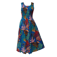 Load image into Gallery viewer, Blue Floral Cotton Maxi Dress UK One Size 14-24 EE20