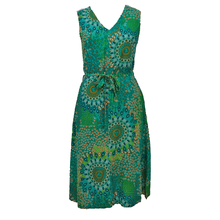 Load image into Gallery viewer, Green Belted Sleeveless Midi Dress Size 14-30 B3